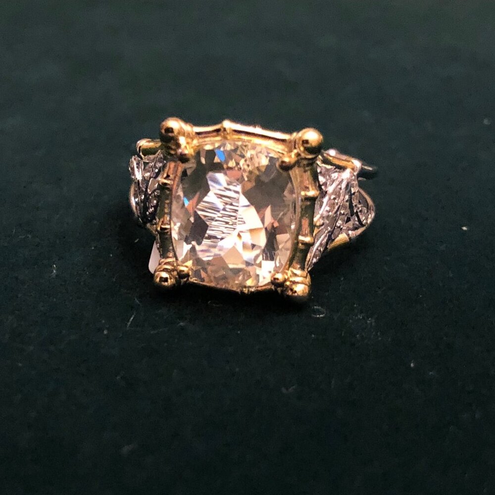 Rectangular Cushion Yellow Labradorite & Round Wh… - image 2